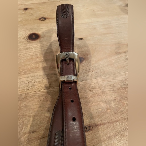 Onyx by Brighton leather belt silver embossed Western Boho Southwestern Aztec 34 - Picture 4 of 9